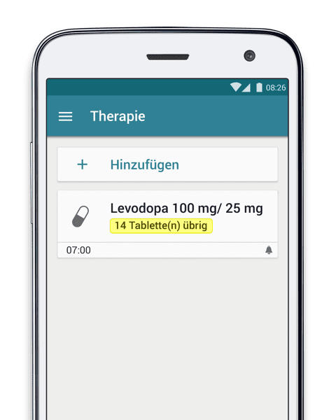 Screenshot MyTherapy App für Parkinson Patienten Kauferinnerung