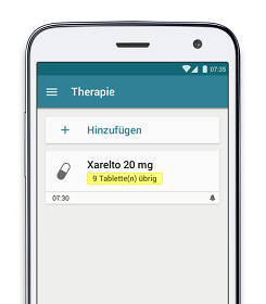 Eine App mit Erinnerungsfunktion für Medikamente zur Behandlung von tiefer Venenthrombose