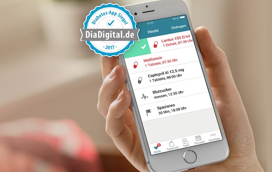 Eine App, mit der Diabetes Patienten ihren Gesundheitszustand protokollieren können