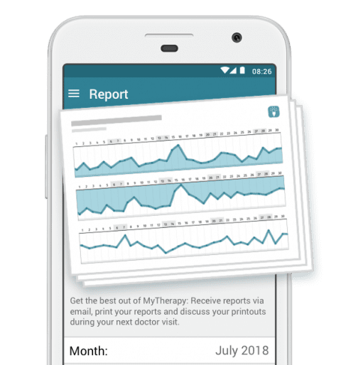 Phone screen with a health report displayed on it