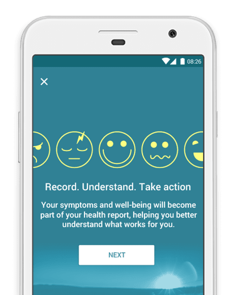 Screenshot of MyTherapy medication reminder and wellbeing tracker app