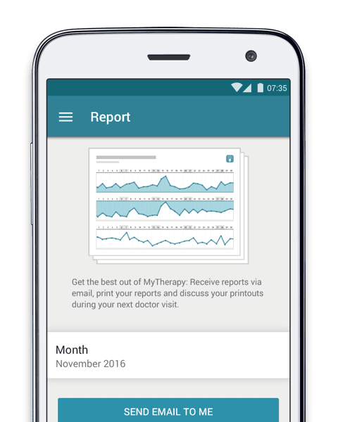 MyTherapy health report for recording data