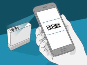Phone scanning the barcode of a medication package