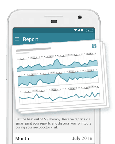 screenshot of MyTherapy health report for epilepsy treatment