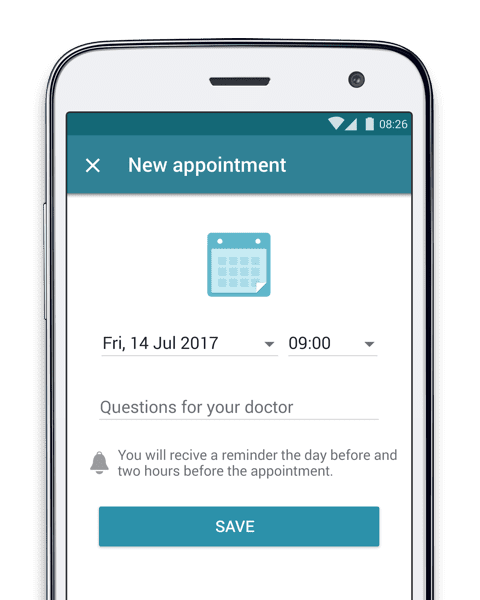 screenshot of MyTherapy med reminder appointment reminder function