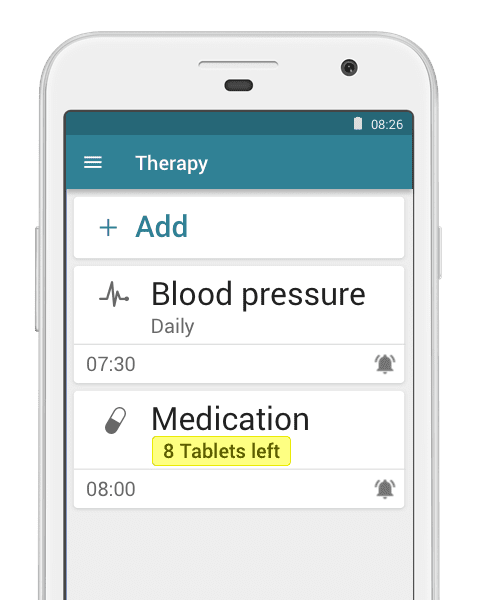 MyTherapy screenshot of medication, health and symptom tracker