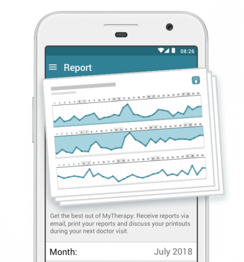 screenshot of MyTherapy med reminder app health report