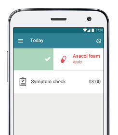 An ulcerative colitis treatment plan as a to-do-list in an app